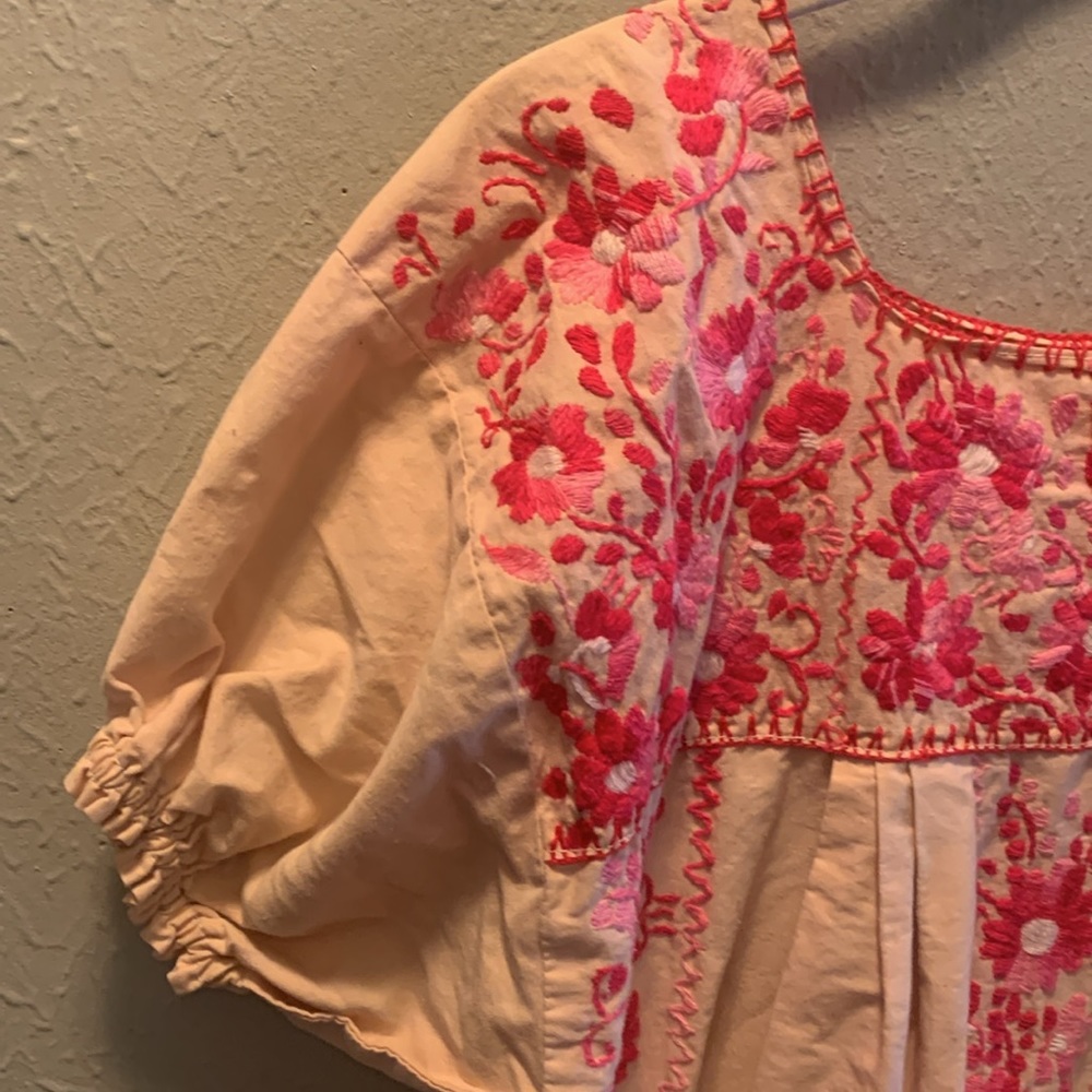 Embroidered Pink and Cream Midi Dress - Picture 4 of 8